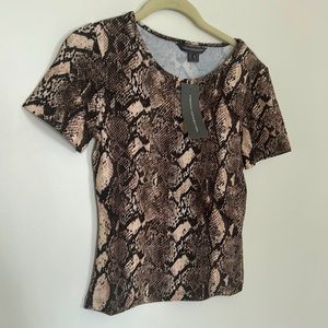 NWT French Connection Neutral Snake Crew Neck Top